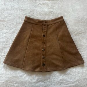 Elegant Tan A-Line Skirt with Button Detail